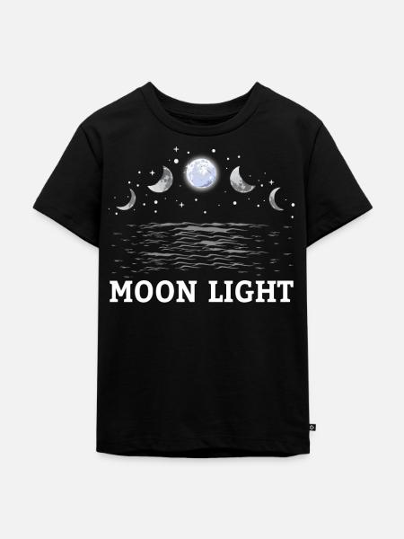 Mondlicht Mondphasen Astrologie Mond - Kinder Premium Bio T-Shirt - Schwarz