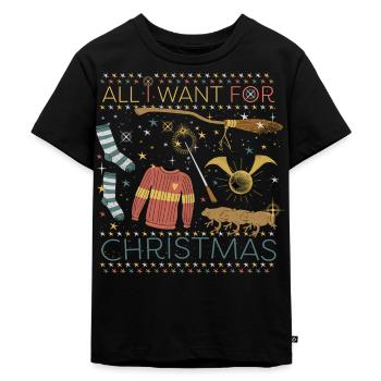 Harry Potter All I Want For Christmas Ugly Xmas - Kinder Premium Bio T-Shirt - Schwarz - Vorne - Mikhail (115cm)