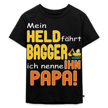 Bagger Papa Baggerfahrer Baustelle Bauarbeiter - Kinder Premium Bio T-Shirt - Schwarz - Vorne - Mikhail (115cm)