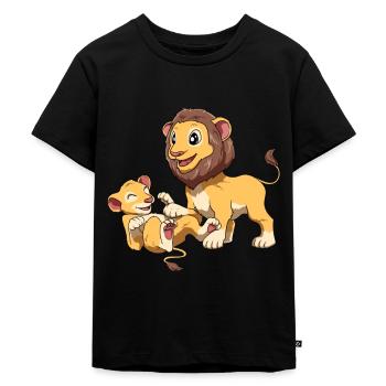 Großer Bruder Löwe - Kinder Premium Bio T-Shirt - Schwarz - Vorne - Mikhail (115cm)