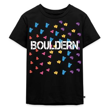 Bouldern Bouldering Klettern Kletterer - Kinder Premium Bio T-Shirt - Schwarz - Vorne - Mikhail (115cm)