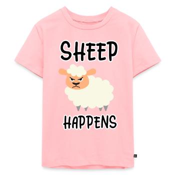 Sheep Happens - Schaf Bauern Landwirt Bauernhof - Kinder Premium Bio T-Shirt - Rosa - Vorne - AI Model Kid Female (0cm)