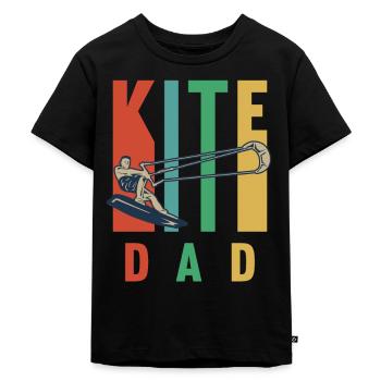 Kitesurfing design for a kite surfer dad - Kids Premium Organic T-Shirt - black - Front - Mikhail (115cm)