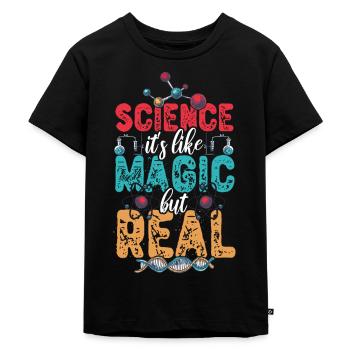 La science, c'est comme de la magie mais un vrai ordinateur nerd - T-shirt Premium bio Enfant - noir - Devant - Mikhail (115cm)
