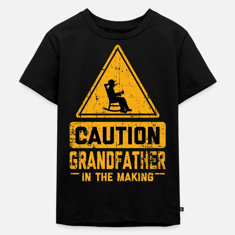 CAUTION Grandfather In The Making - Kinder Premium Bio T-Shirt - Schwarz