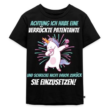 Geschenk für Patenkind Patentante T-Shirt - Kinder Premium Bio T-Shirt - Schwarz - Vorne - Mikhail (115cm)