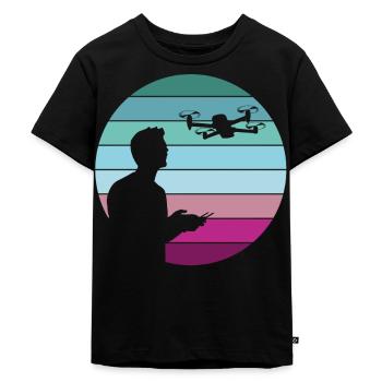 Drohne Pilot Quadrocopter Geschenk Retro Vintage - Kinder Premium Bio T-Shirt - Schwarz - Vorne - Mikhail (115cm)