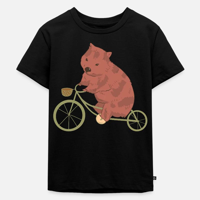 Radfahrer Wombat - Kinder Premium Bio T-Shirt - Schwarz
