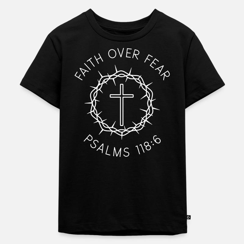 Glaube über Angst - Christliche Geschenkidee - Kinder Premium Bio T-Shirt - Schwarz
