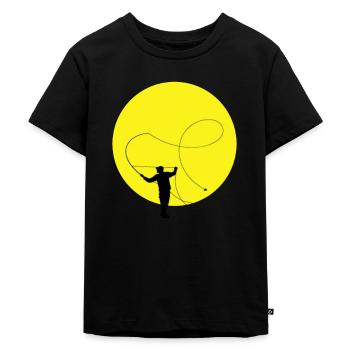 Pêche à la mouche coucher du soleil - T-shirt Premium bio Enfant - noir - Devant - Mikhail (115cm)