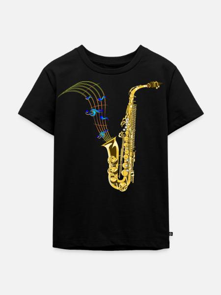Saxophon - Kinder Premium Bio T-Shirt - Schwarz