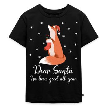 Weihnachten Christmas Fuchs - Kinder Premium Bio T-Shirt - Schwarz - Vorne - Mikhail (115cm)