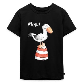 Moin Möwe I Nordsee Urlaub Geschenk - Kinder Premium Bio T-Shirt - Schwarz - Vorne - Mikhail (115cm)