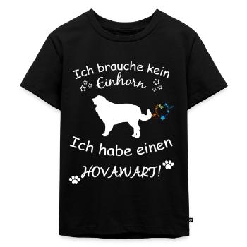 Hovawart Tshirt - Hovawart Hund Shirt - Kinder Premium Bio T-Shirt - Schwarz - Vorne - Mikhail (115cm)
