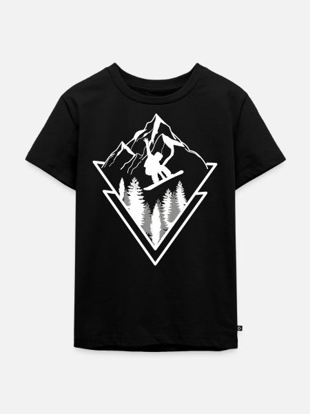 SNOWBOARD BERG SNOWBOARDER ALPEN - Kinder Premium Bio T-Shirt - Schwarz