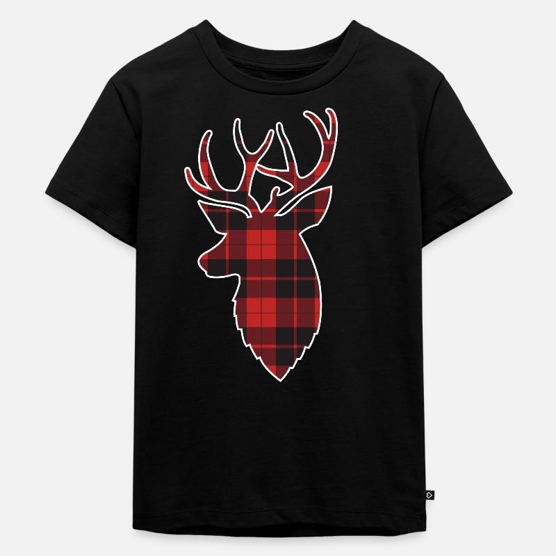 Hirsch Weihnachtsoutfit - Kinder Premium Bio T-Shirt - Schwarz