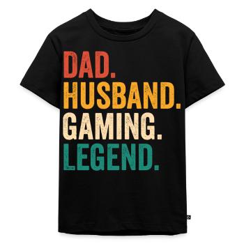 Gamer Papa Mari Jeux Vidéo Fête des Pères Gesc - T-shirt Premium bio Enfant - noir - Devant - Mikhail (115cm)