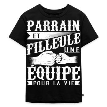Cadeau Parrain et Filleule - Humour - T-shirt Premium bio Enfant - noir - Devant - Mikhail (115cm)
