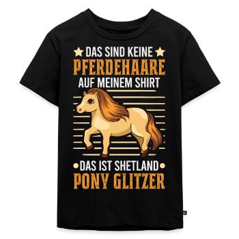 Shetland Pony Haare Outfit Spruch Shetty Geschenk - Kinder Premium Bio T-Shirt - Schwarz - Vorne - Mikhail (115cm)