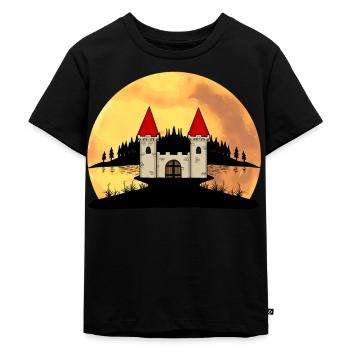 Mittelalter Burg Festung Natur Fantasy - Kinder Premium Bio T-Shirt - Schwarz - Vorne - Mikhail (115cm)