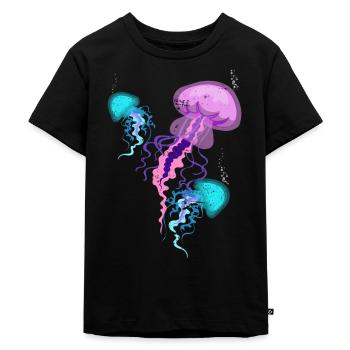 Qualle - Kinder Premium Bio T-Shirt - Schwarz - Vorne - Mikhail (115cm)