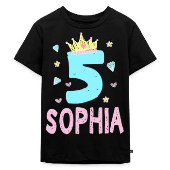 5. Geburtstag Sophia Ich Bin 5 Jahre Prinzessin - Kinder Premium Bio T-Shirt - Schwarz - Vorne - Mikhail (115cm)