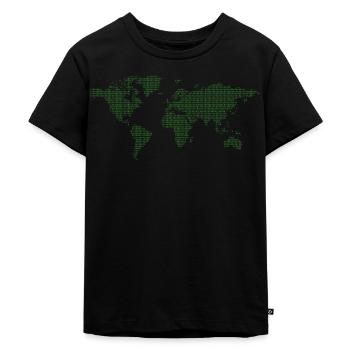 Binary Code Binary World Map World Code - Kids Premium Organic T-Shirt - black - Front - Mikhail (115cm)