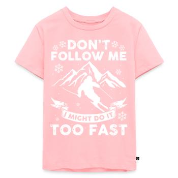 Ski skier skiing don't follow i'm driving to - Kids Premium Organic T-Shirt - rose - Front - AI Model Kid Female (0cm)