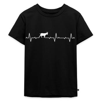 Ziege Herzschlag Ziegen Steinbock Ziegenböcke - Kinder Premium Bio T-Shirt - Schwarz - Vorne - Mikhail (115cm)