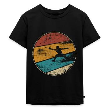Fechten vintage Fechter - Kinder Premium Bio T-Shirt - Schwarz - Vorne - Mikhail (115cm)