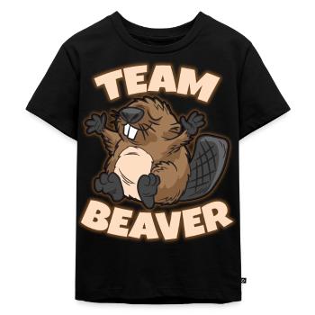 Team Beaver - Kinder Premium Bio T-Shirt - Schwarz - Vorne - Mikhail (115cm)