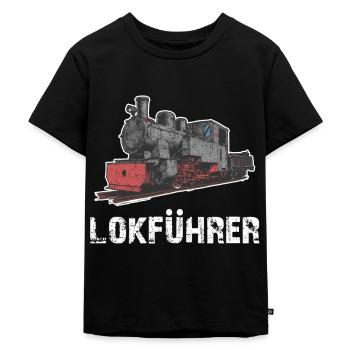 Eisenbahn Lokführer Schaffner Lok Dampflok - Kinder Premium Bio T-Shirt - Schwarz - Vorne - Mikhail (115cm)