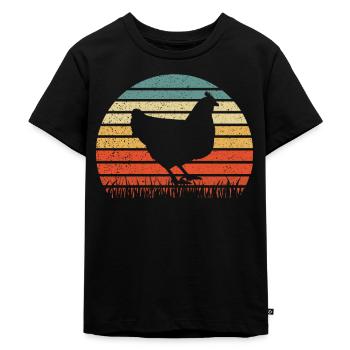 Hühner Huhn Hühnerstall Bauernhof - Kinder Premium Bio T-Shirt - Schwarz - Vorne - Mikhail (115cm)