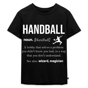 Handball - Kinder Premium Bio T-Shirt - Schwarz - Vorne - Mikhail (115cm)