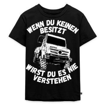 Unimog , Nutzfahrzeug, Lkw, Unimog 406, Traktor - Kinder Premium Bio T-Shirt - Schwarz - Vorne - Mikhail (115cm)