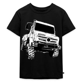 Unimog , Nutzfahrzeug, Lkw, Unimog 406, Traktor - Kinder Premium Bio T-Shirt - Schwarz - Vorne - Mikhail (115cm)