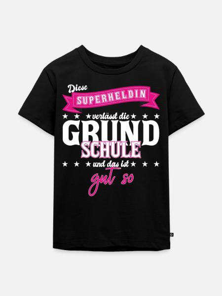 Superheldin Grundschule - Kinder Premium Bio T-Shirt - Schwarz