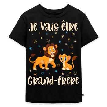 Je vais être grand-frère - futur grand frère - T-shirt Premium bio Enfant - noir - Devant - Mikhail (115cm)
