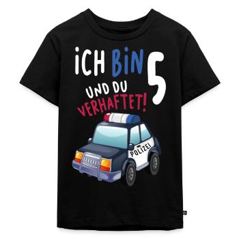 5. Geburtstag Polizei Geschenk 5 Jahre Polizist - Kinder Premium Bio T-Shirt - Schwarz - Vorne - Mikhail (115cm)