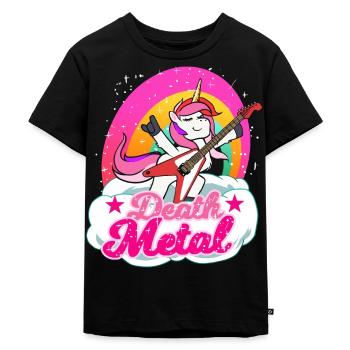 Death Metal Einhorn Geschenk für einen Metal Musik - Kinder Premium Bio T-Shirt - Schwarz - Vorne - Mikhail (115cm)