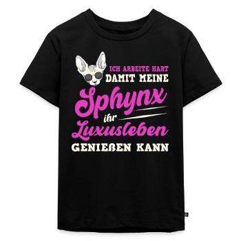 Sphynx Katze Katzen Cat Nacktkatze Gothik Spruch - Kinder Premium Bio T-Shirt - Schwarz - Vorne - Mikhail (115cm)