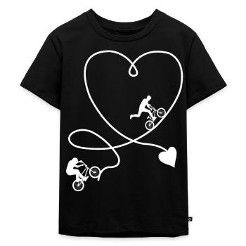 BMX Fahrrad Herz - Kinder Premium Bio T-Shirt - Schwarz - Vorne - Mikhail (115cm)