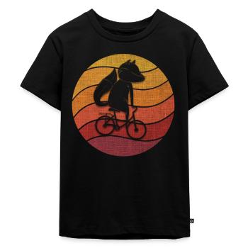 Renard Sur Vélo Cycling Fox Coursier vélo motif - T-shirt Premium bio Enfant - noir - Devant - Mikhail (115cm)
