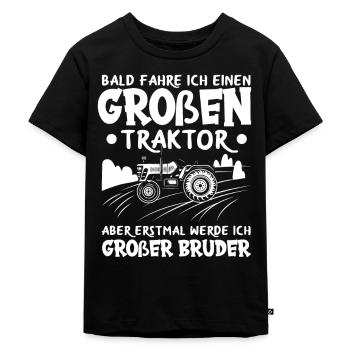 Ich Werde großer Bruder Traktor Sohn Geschenk - Kinder Premium Bio T-Shirt - Schwarz - Vorne - Mikhail (115cm)
