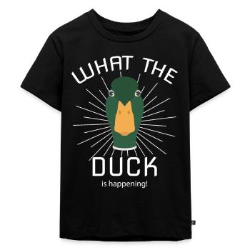 Funny Duck Saying - Duck Duck - Kids Premium Organic T-Shirt - black - Front - Mikhail (115cm)