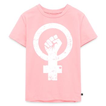 Feminismus grunge - Kinder Premium Bio T-Shirt - Rosa - Vorne - AI Model Kid Female (0cm)
