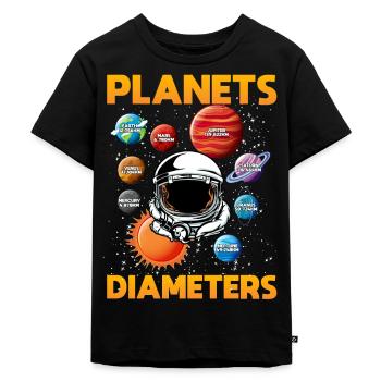 Durchmesser Von Planeten, Solarsystem, Planet - Kinder Premium Bio T-Shirt - Schwarz - Vorne - Mikhail (115cm)