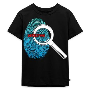 Detektiv, Kinder, - Kinder Premium Bio T-Shirt - Schwarz - Vorne - Mikhail (115cm)