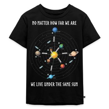 Planet, Universum, Entfernungen der Planeten - Kinder Premium Bio T-Shirt - Schwarz - Vorne - Mikhail (115cm)
