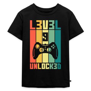 Level 9 Unlocked Zocker 9 Geburtstag Geschenk - Kinder Premium Bio T-Shirt - Schwarz - Vorne - Mikhail (115cm)
